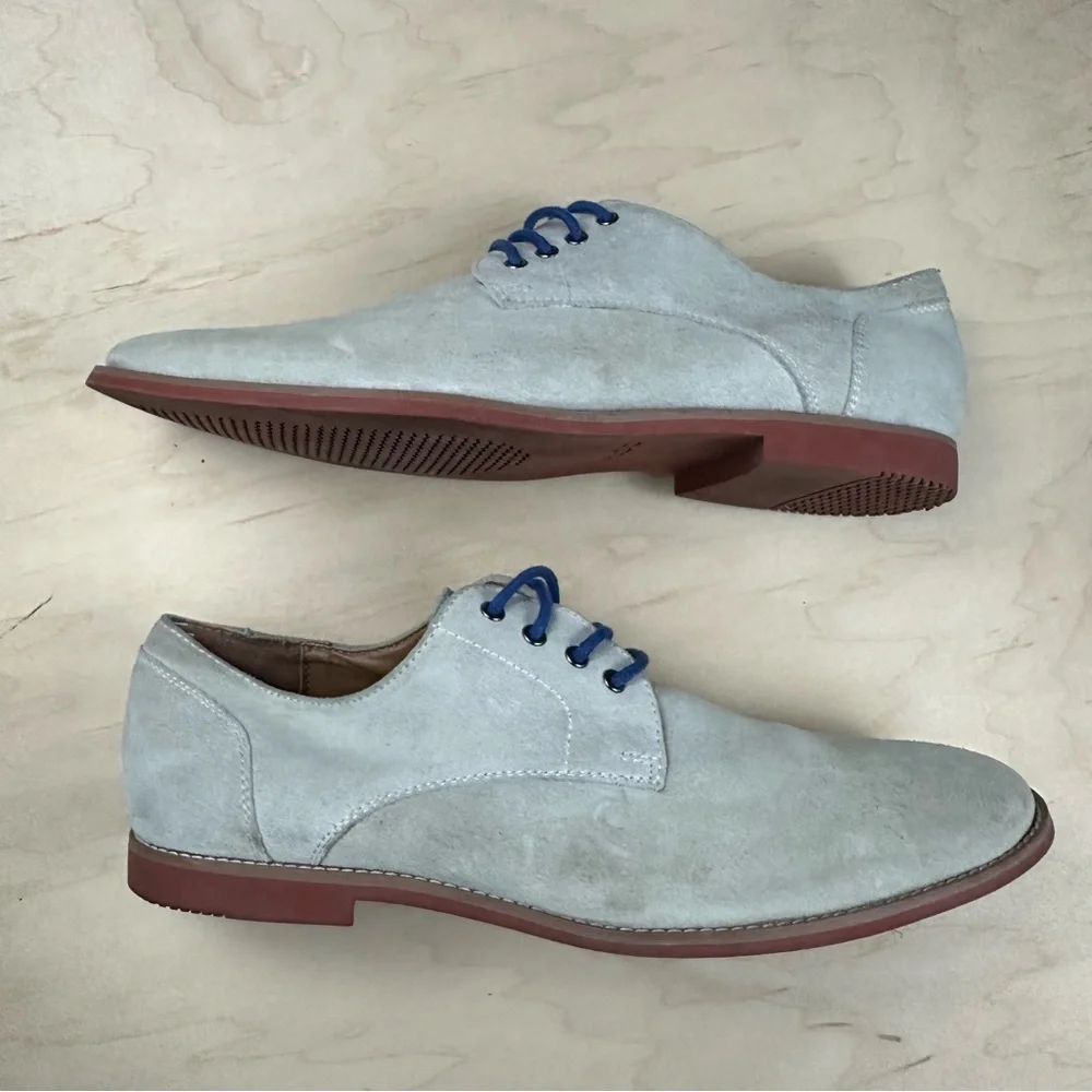 ALDO Light Gray Suede Shoes with Blue Laces